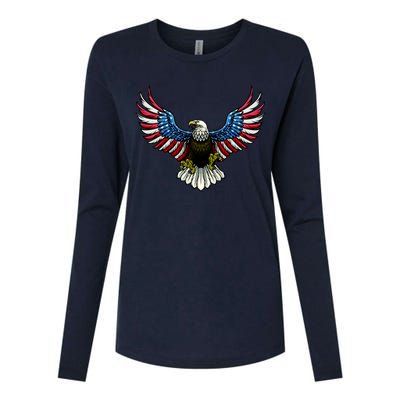 Patriotic Eagle Illustration Womens Cotton Relaxed Long Sleeve T-Shirt