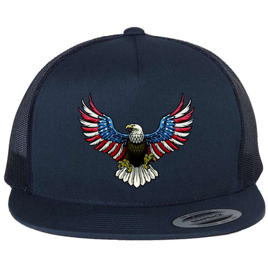 Patriotic Eagle Illustration Flat Bill Trucker Hat