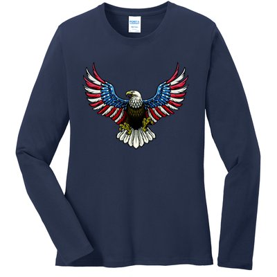 Patriotic Eagle Illustration Ladies Long Sleeve Shirt