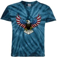 Patriotic Eagle Illustration Kids Tie-Dye T-Shirt