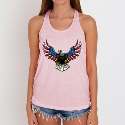 Patriotic Eagle Illustration Women's Knotted Racerback Tank