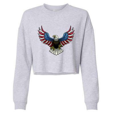 Patriotic Eagle Illustration Cropped Pullover Crew