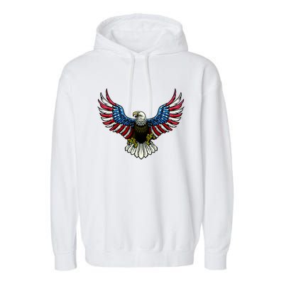 Patriotic Eagle Illustration Garment-Dyed Fleece Hoodie