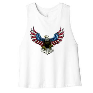 Patriotic Eagle Illustration Women's Racerback Cropped Tank