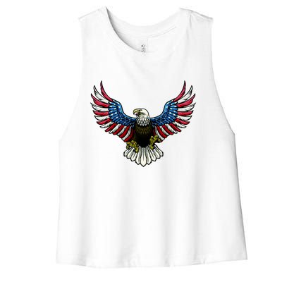 Patriotic Eagle Illustration Women's Racerback Cropped Tank