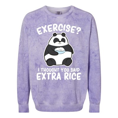 Panda Exercise I Thought You Said Extra Rice Cute Panda Colorblast Crewneck Sweatshirt