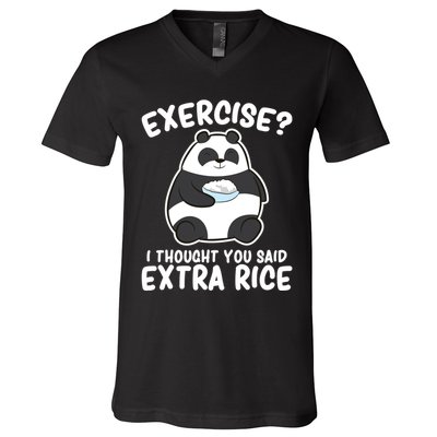 Panda Exercise I Thought You Said Extra Rice Cute Panda V-Neck T-Shirt