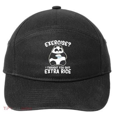 Panda Exercise I Thought You Said Extra Rice Cute Panda 7-Panel Snapback Hat