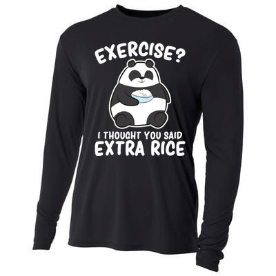 Panda Exercise I Thought You Said Extra Rice Cute Panda Cooling Performance Long Sleeve Crew