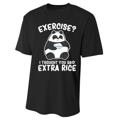 Panda Exercise I Thought You Said Extra Rice Cute Panda Performance Sprint T-Shirt