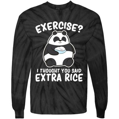 Panda Exercise I Thought You Said Extra Rice Cute Panda Tie-Dye Long Sleeve Shirt