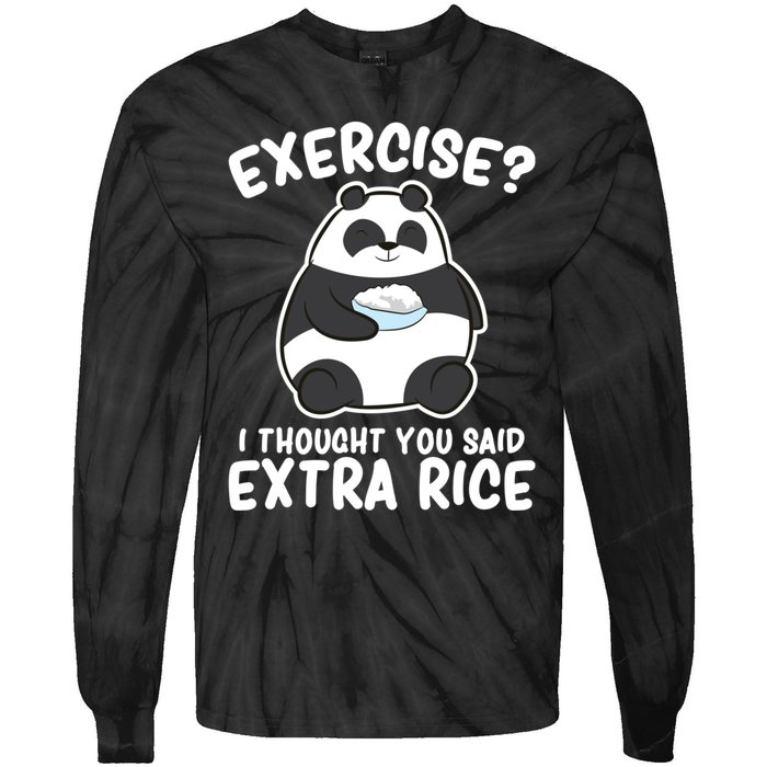 Panda Exercise I Thought You Said Extra Rice Cute Panda Tie-Dye Long Sleeve Shirt