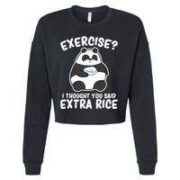 Panda Exercise I Thought You Said Extra Rice Cute Panda Cropped Pullover Crew
