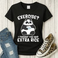 Panda Exercise I Thought You Said Extra Rice Cute Panda Womens T-Shirt