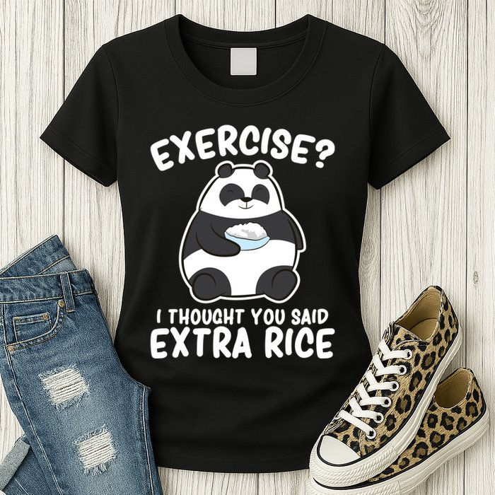 Panda Exercise I Thought You Said Extra Rice Cute Panda Womens T-Shirt