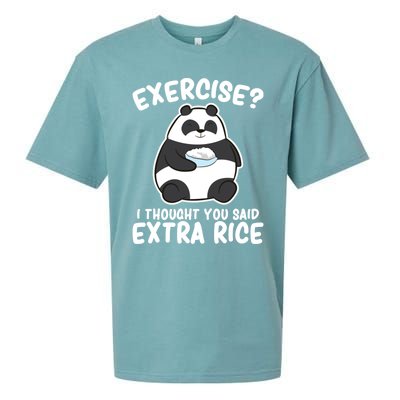 Panda Exercise I Thought You Said Extra Rice Cute Panda Sueded Cloud Jersey T-Shirt