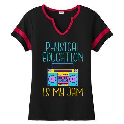 Physical Education Is My Jam Pe Teacher Ladies Halftime Notch Neck Tee