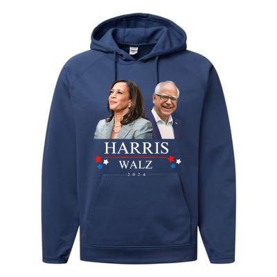 President Election Kamala Harris Tim Waltz Performance Fleece Hoodie