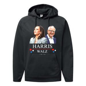 President Election Kamala Harris Tim Waltz Performance Fleece Hoodie