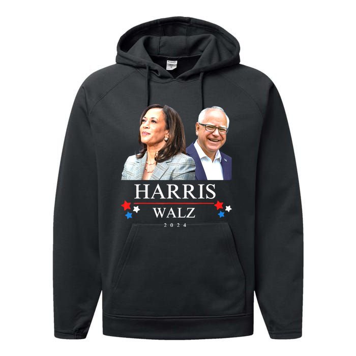 President Election Kamala Harris Tim Waltz Performance Fleece Hoodie