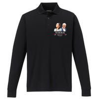 President Election Kamala Harris Tim Waltz Performance Long Sleeve Polo