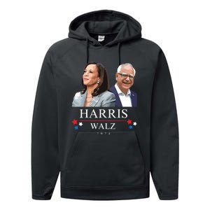 President Election Kamala Harris Tim Waltz Performance Fleece Hoodie