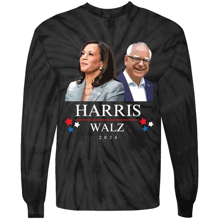 President Election Kamala Harris Tim Waltz Tie-Dye Long Sleeve Shirt