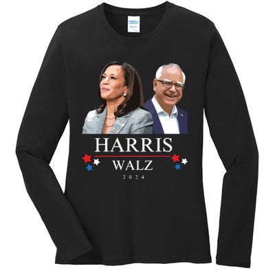 President Election Kamala Harris Tim Waltz Ladies Long Sleeve Shirt