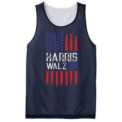 President Elect Kamala Harris & Tim Walz 2024 American Flag Mesh Reversible Basketball Jersey Tank