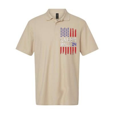 President Elect Kamala Harris & Tim Walz 2024 American Flag Softstyle Adult Sport Polo