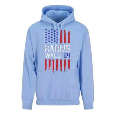 President Elect Kamala Harris & Tim Walz 2024 American Flag Unisex Surf Hoodie