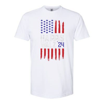 President Elect Kamala Harris & Tim Walz 2024 American Flag Softstyle® CVC T-Shirt