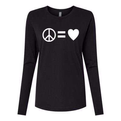 Peace Equals Love Hippie Peace Sign Loving Pacifist Gift Womens Cotton Relaxed Long Sleeve T-Shirt