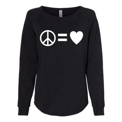 Peace Equals Love Hippie Peace Sign Loving Pacifist Gift Womens California Wash Sweatshirt