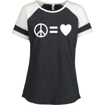 Peace Equals Love Hippie Peace Sign Loving Pacifist Gift Enza Ladies Jersey Colorblock Tee