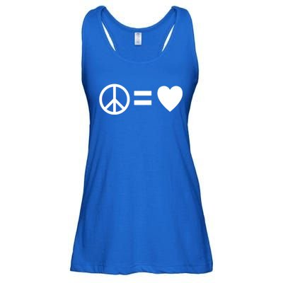 Peace Equals Love Hippie Peace Sign Loving Pacifist Gift Ladies Essential Flowy Tank