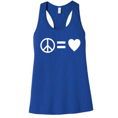 Peace Equals Love Hippie Peace Sign Loving Pacifist Gift Women's Racerback Tank