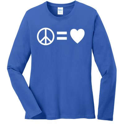 Peace Equals Love Hippie Peace Sign Loving Pacifist Gift Ladies Long Sleeve Shirt