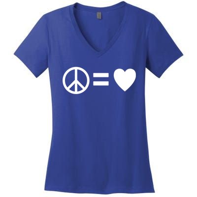 Peace Equals Love Hippie Peace Sign Loving Pacifist Gift Women's V-Neck T-Shirt