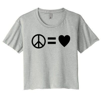 Peace Equals Love Hippie Peace Sign Loving Pacifist Gift Women's Crop Top Tee