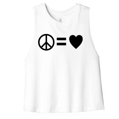 Peace Equals Love Hippie Peace Sign Loving Pacifist Gift Women's Racerback Cropped Tank