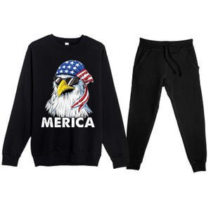 Patriotic Eagle Mullet 4th Of July Usa American Flag Merica Cute Gift Premium Crewneck Sweatsuit Set