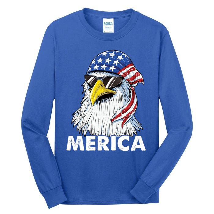 Patriotic Eagle Mullet 4th Of July Usa American Flag Merica Cute Gift Tall Long Sleeve T-Shirt