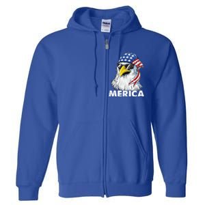 Patriotic Eagle Mullet 4th Of July Usa American Flag Merica Cute Gift Full Zip Hoodie