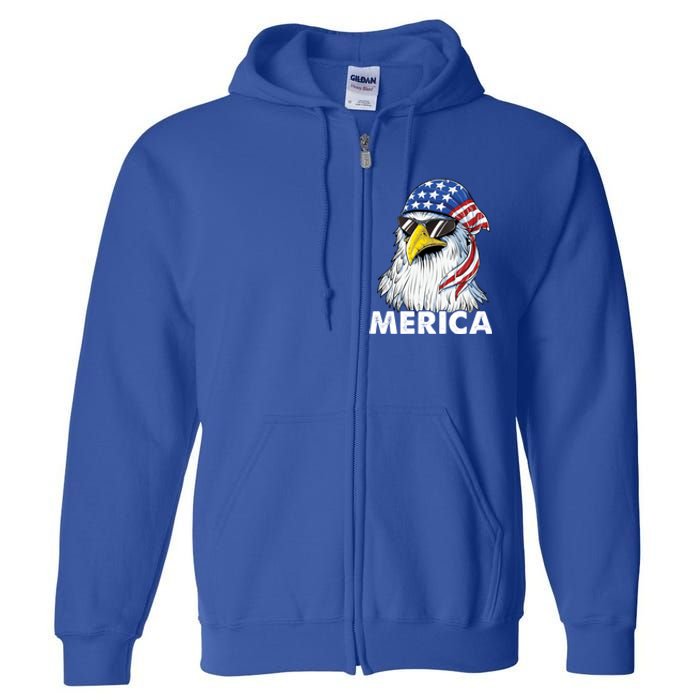 Patriotic Eagle Mullet 4th Of July Usa American Flag Merica Cute Gift Full Zip Hoodie