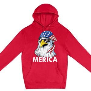 Patriotic Eagle Mullet 4th Of July Usa American Flag Merica Cute Gift Premium Pullover Hoodie