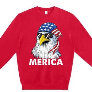 Patriotic Eagle Mullet 4th Of July Usa American Flag Merica Cute Gift Premium Crewneck Sweatshirt