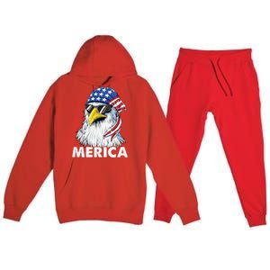 Patriotic Eagle Mullet 4th Of July Usa American Flag Merica Cute Gift Premium Hooded Sweatsuit Set