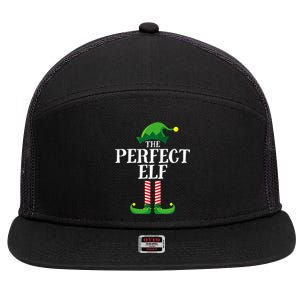 Perfect Elf Matching Family Group Christmas Party Pyjamas 7 Panel Mesh Trucker Snapback Hat