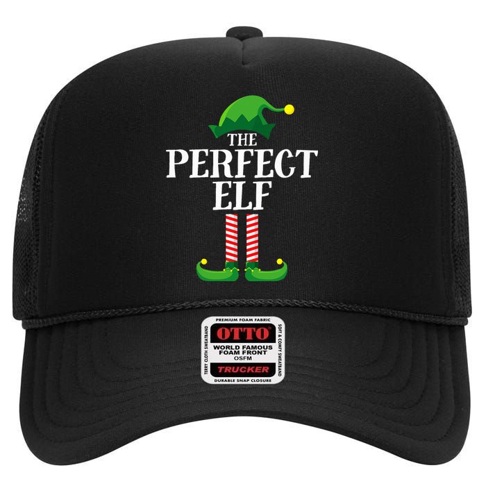 Perfect Elf Matching Family Group Christmas Party Pyjamas High Crown Mesh Back Trucker Hat